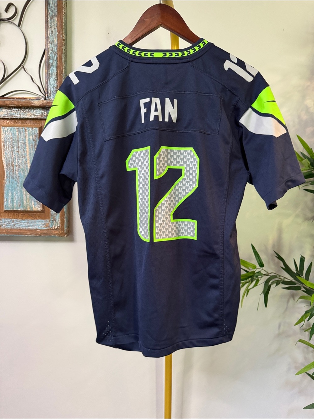 Reebok Seattle Seahawks Kids' Navy & Neon Green #12 Fan Jersey